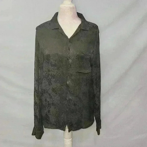 ASOS Design Reptile Print Long Sleeve Button Down Top - Picture 1 of 10